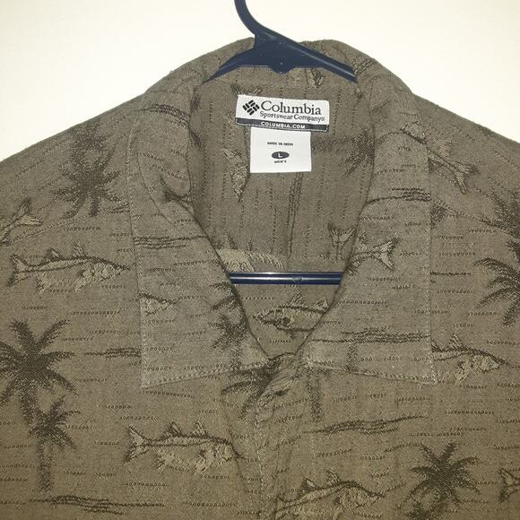 Columbia Sportswear Company Mens L Short Sleeve Button Up Shirt Snook Palm Trees - Picture 3 of 8